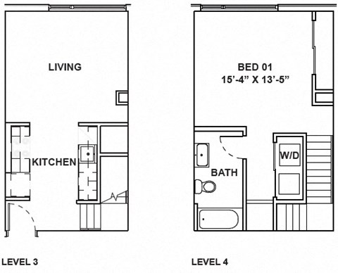 Floor plan for 1 bed, 1 bath, 730 sqft